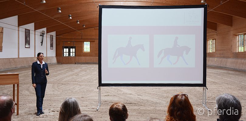 Classical dressage trainer Anja Beran giving a lecture on how to train the eye to see horse-friendly training