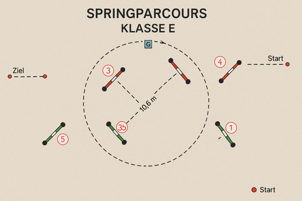 Eine Skizze eines Parcours der Klasse E.